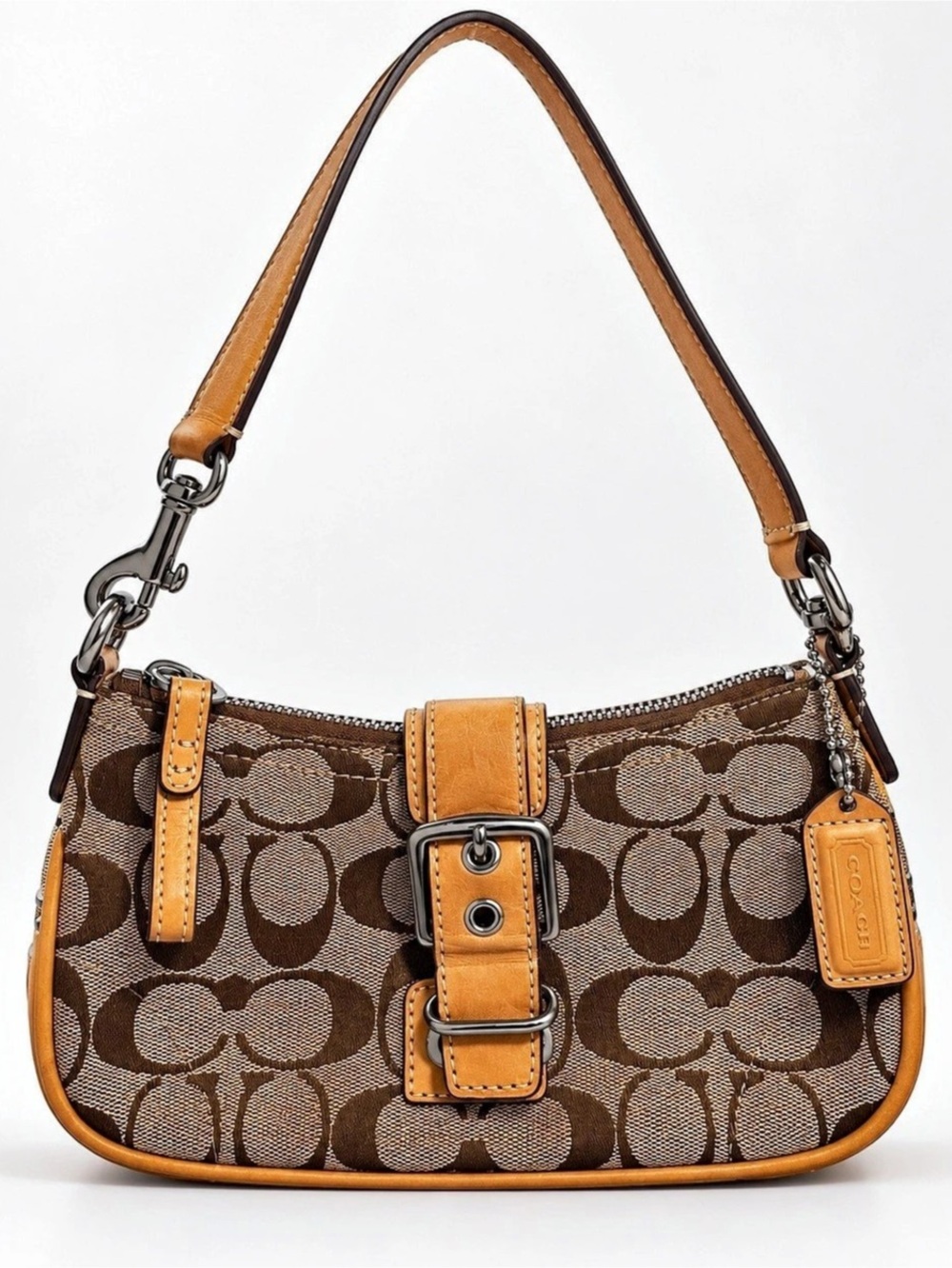 Coach Vintage Y2K Signature Demi Buckle Shoulder Bag 6362 Brown Tan
